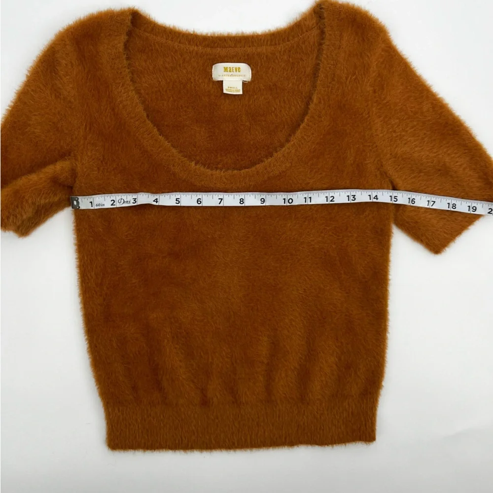 Maeve by Anthropologie Scoop Neck Eyelash Sweater Tee in Cozy Orange